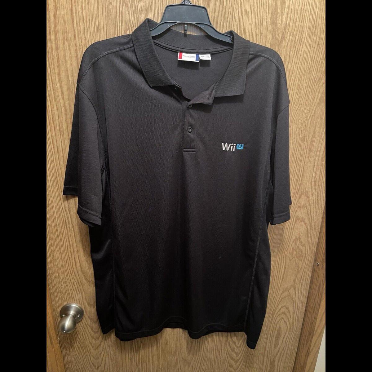 Nintendo Wii U Official Promo Black Short Sleeve Polo Shirt Mens Xxl  Rare